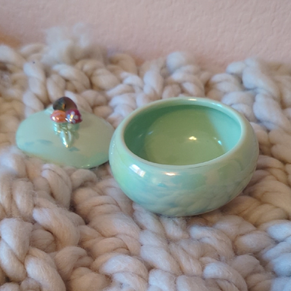 Anthropologie Seafoam Ceramic Trinket Box